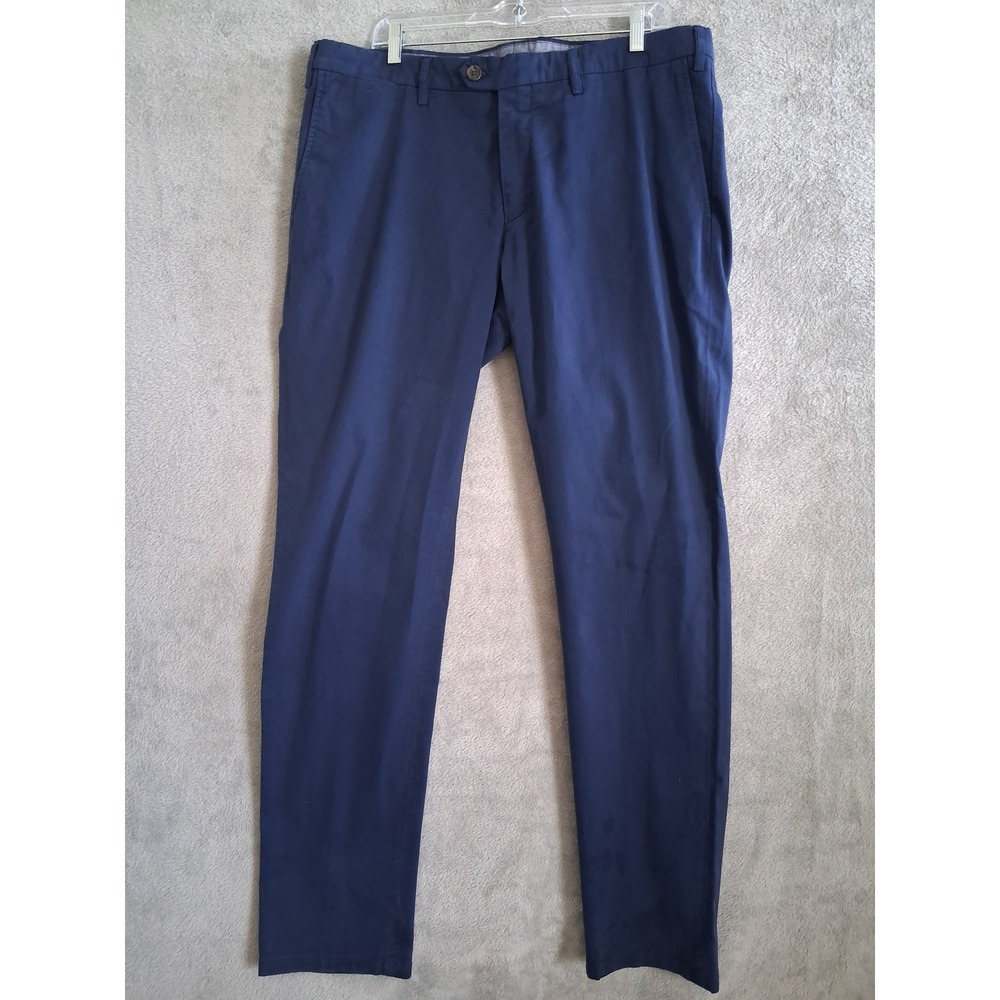 Canali Chino Pants 37x34 Blue Regular Fit Cotton Luxury Italian Preppy Office